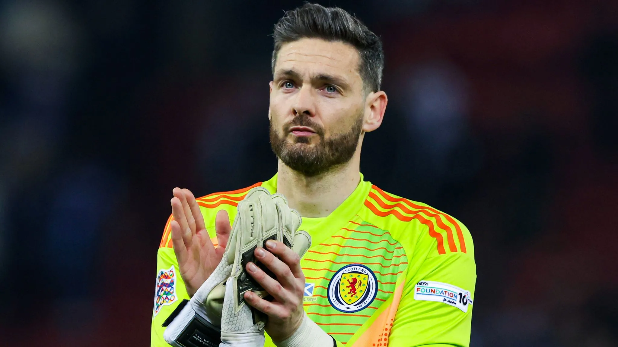 Craig Gordon em serviço pela seleção escocesa