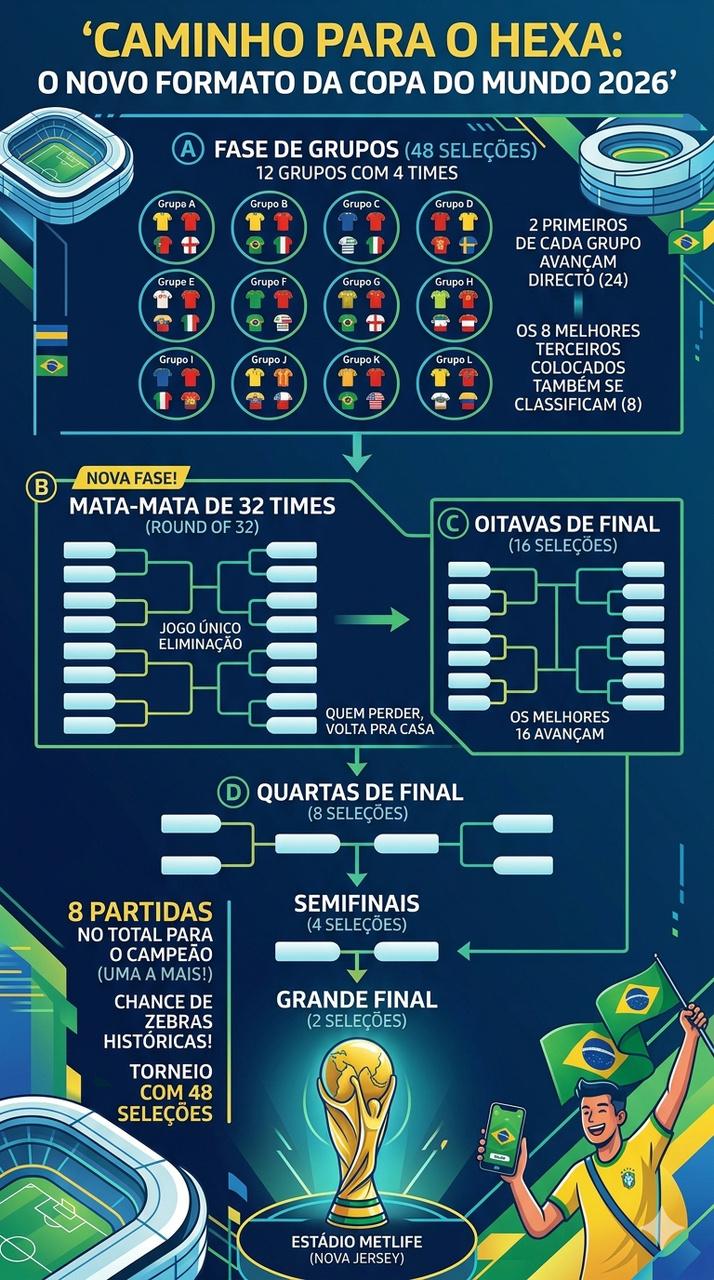 Arte explica o novo formato da Copa do Mundo 2026
