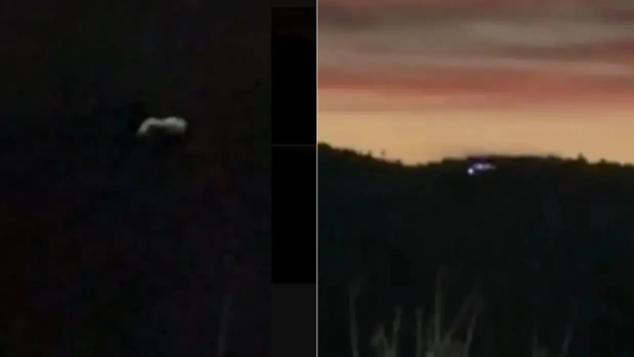 Imagens em baixa resolução mostram suposta aparição de ovnis no Paraná, com luzes concentradas em um ponto elevado da área de mata.