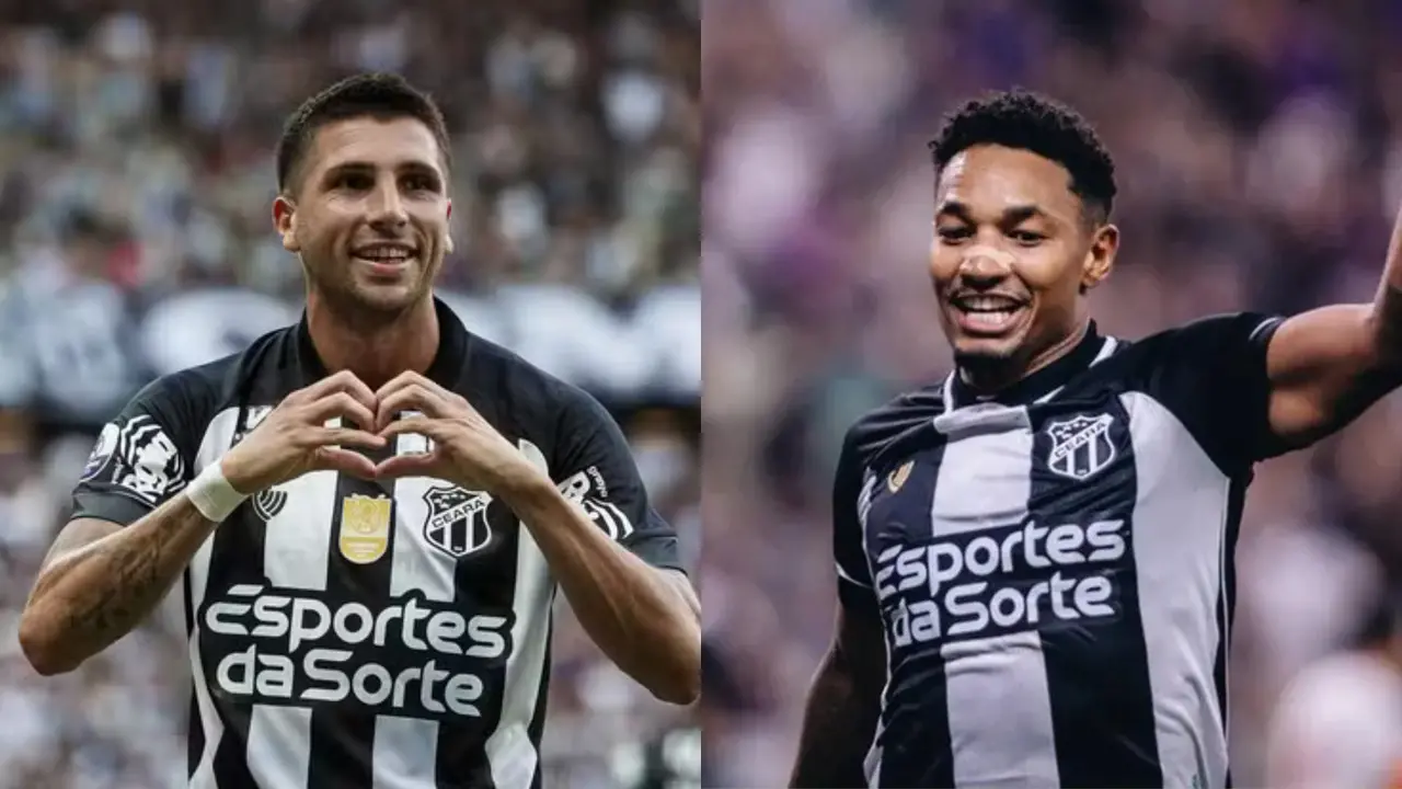 Montagem com fotos de Lucas Mugni e Fernandinho no Ceará