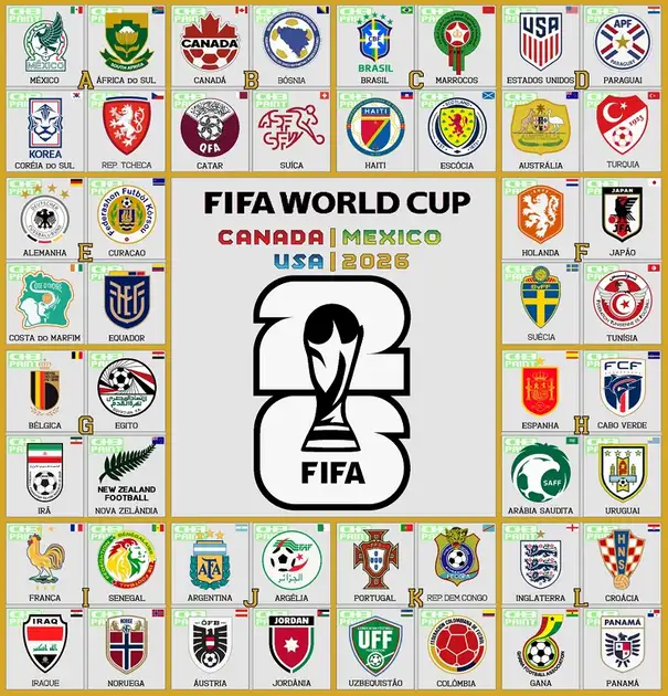 Torcedor desenha os 48 escudos da Copa do Mundo no Paint