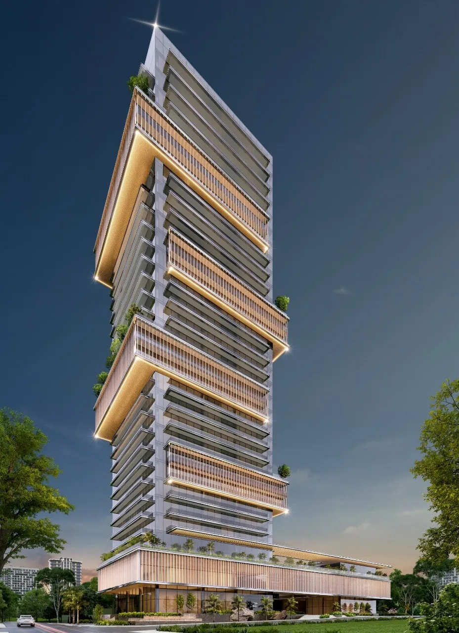 Foto da maquete o edifício BS Steel, cujas obras de construção foram iniciadas e estarão concluídas em três anos e meio