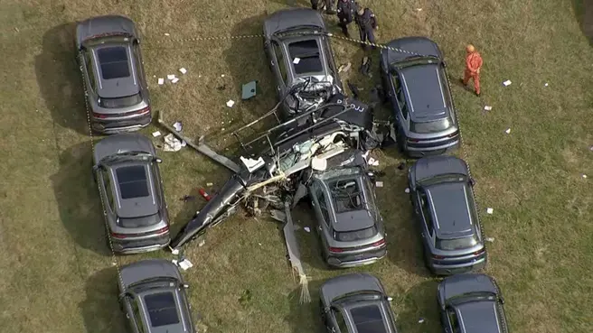 Um dos helicópteros que caiu no Rio.