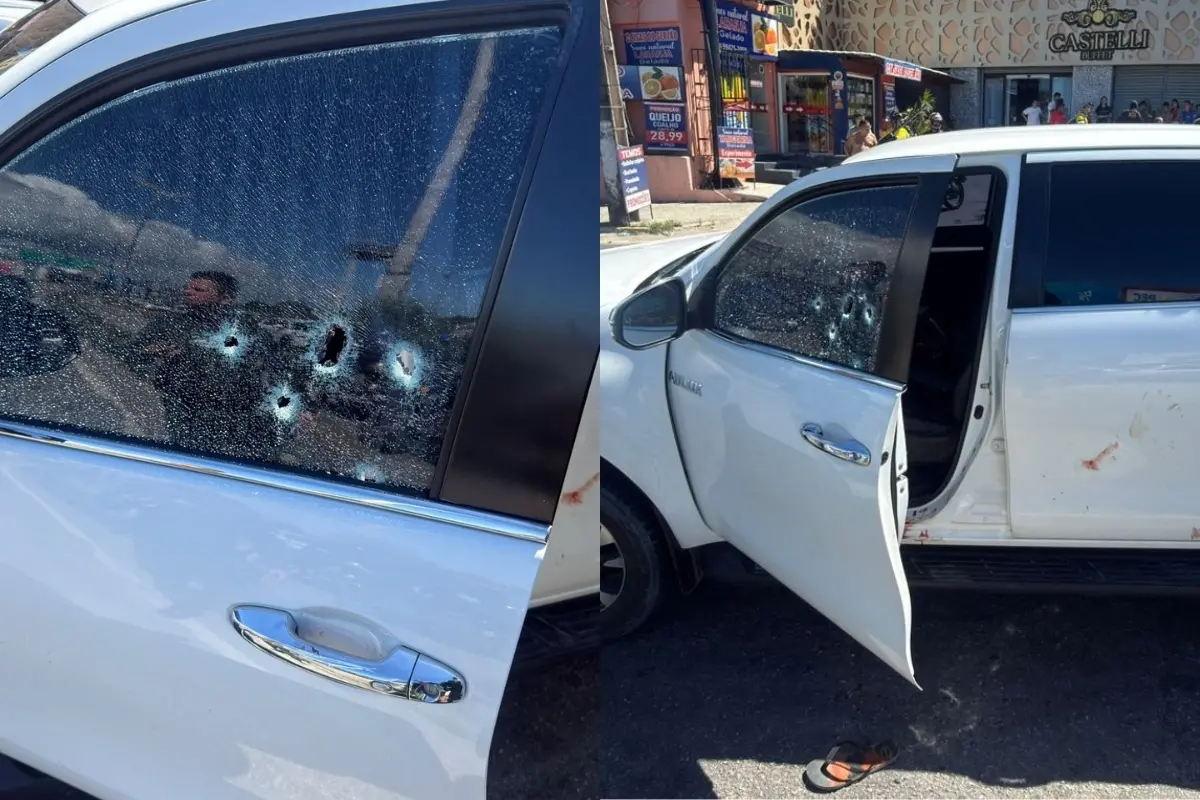 Imagem de carro baleado para matéria sobre homem é bealdo em tentativa de homicídio na Avenida Washington Soares, em Fortaleza.