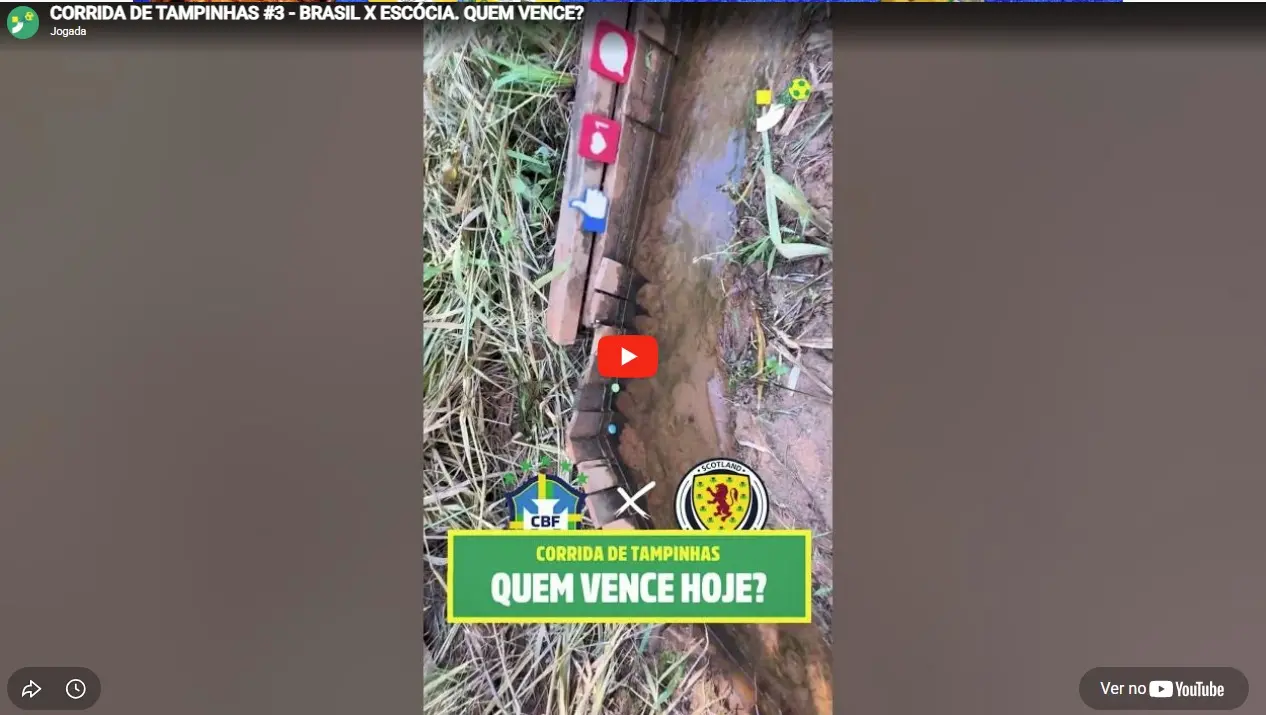 Imagem da notícia: Brasil x Escócia: Corrida de Tampinhas tenta adivinhar o resultado na Copa do Mundo