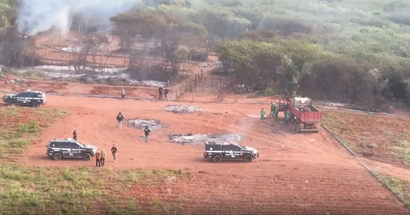 Vista aérea de plantação de maconha em Acopiara.