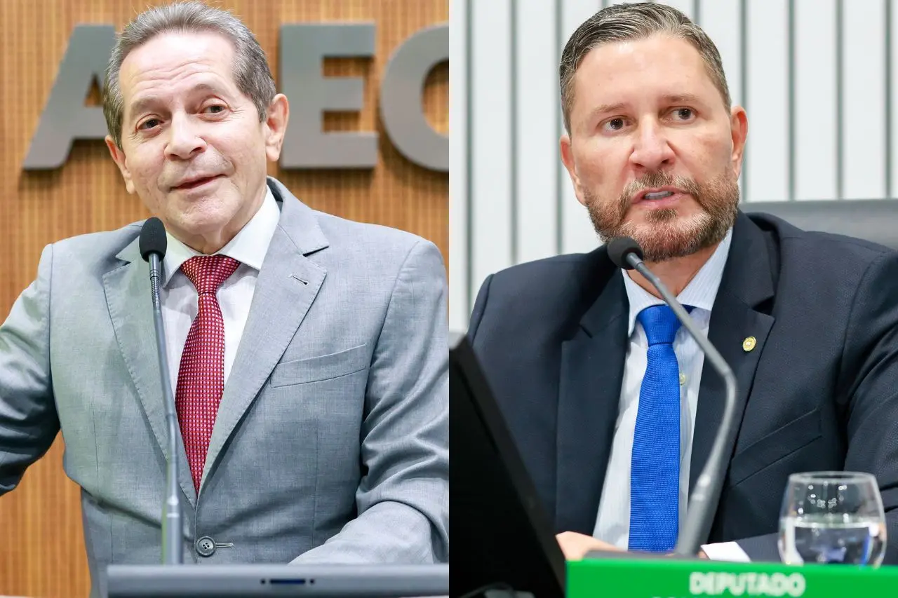 Fotomontagem dos deputados estaduais cearenses Heitor Férrer e Romeu Aldigueri.