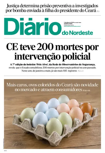 Capa da Edição do dia do jornal Diário do Nordeste