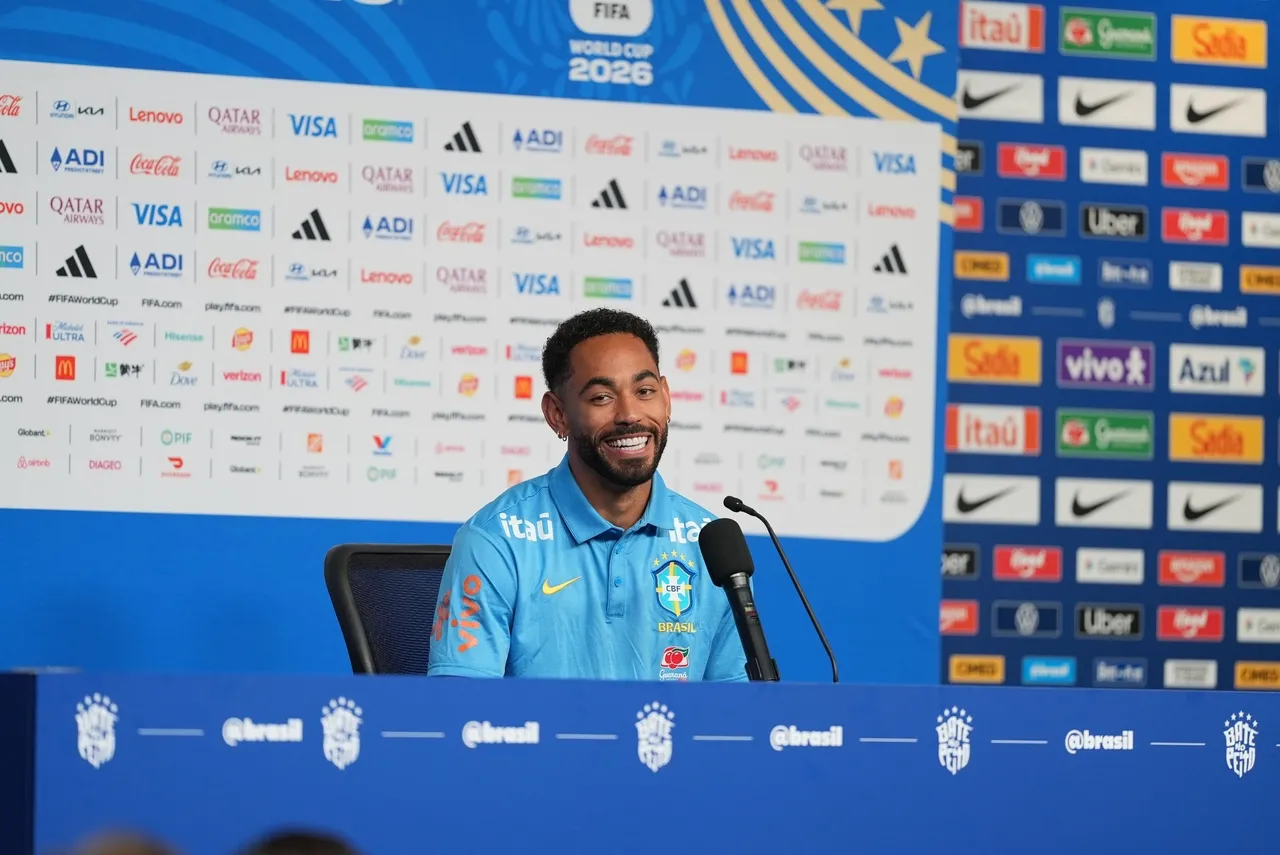 Matheus Cunha em entrevista coletiva pela Seleção no hotel The Ridge, em Nova Jersey