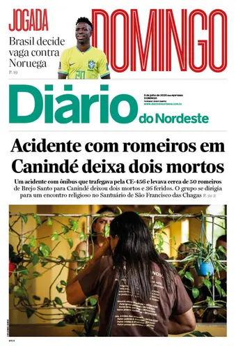 Capa da Edição do dia do jornal Diário do Nordeste
