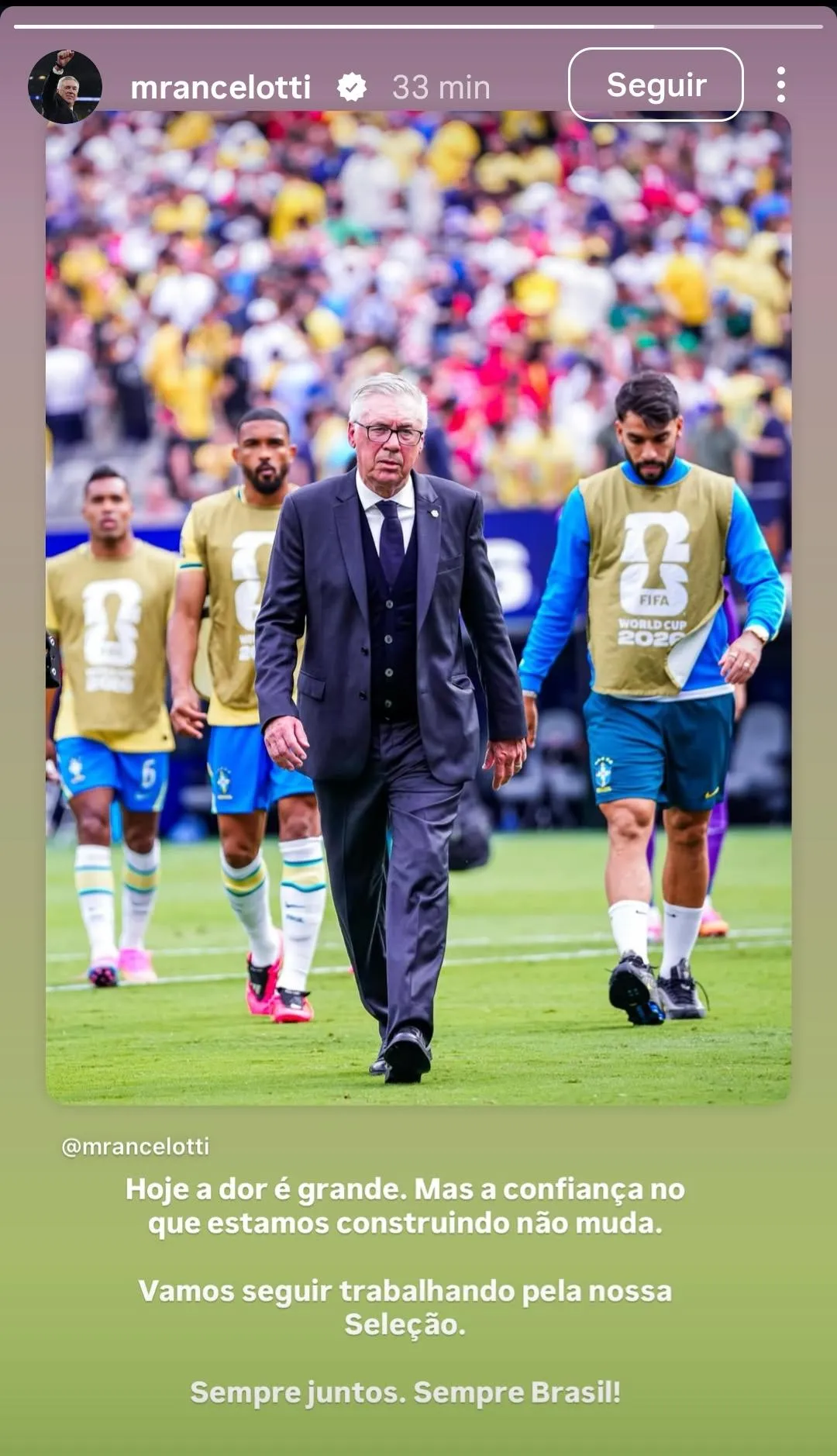 Carlo Ancelotti, técnico do Brasil, se manifesta após eliminação da Copa.
