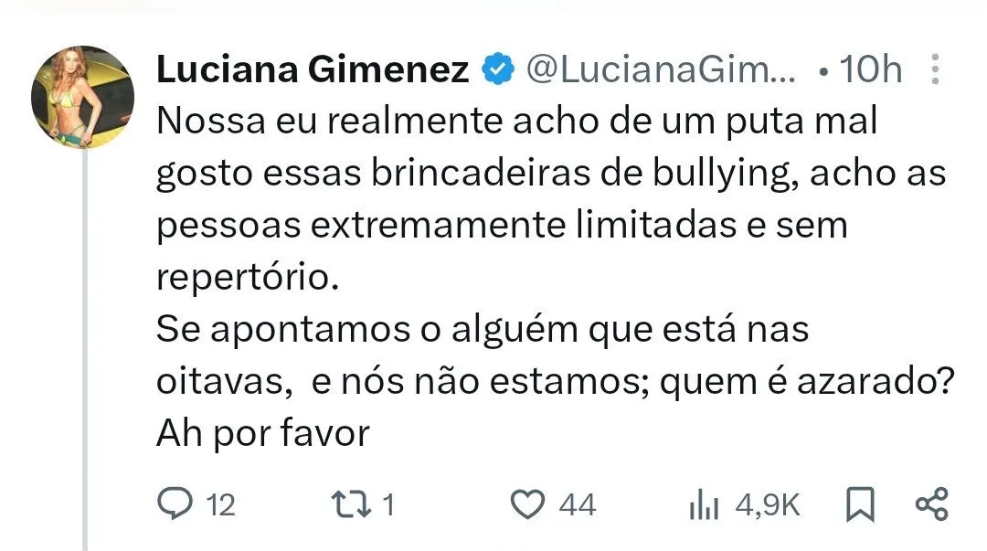 A apresentadora usou as redes sociais para defender o ex-affair.