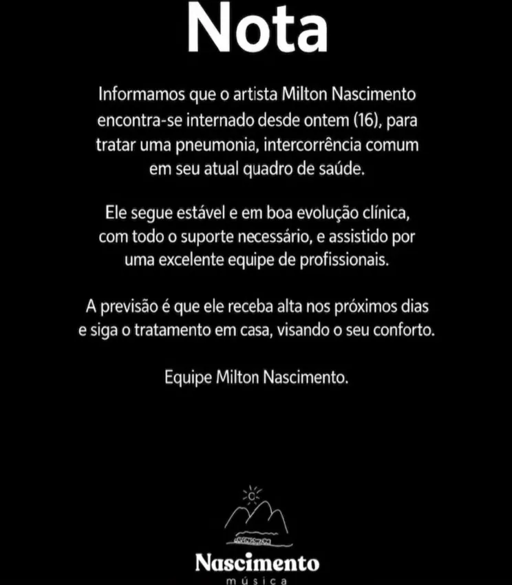 A assessoria do cantor escreveu uma nota oficial.