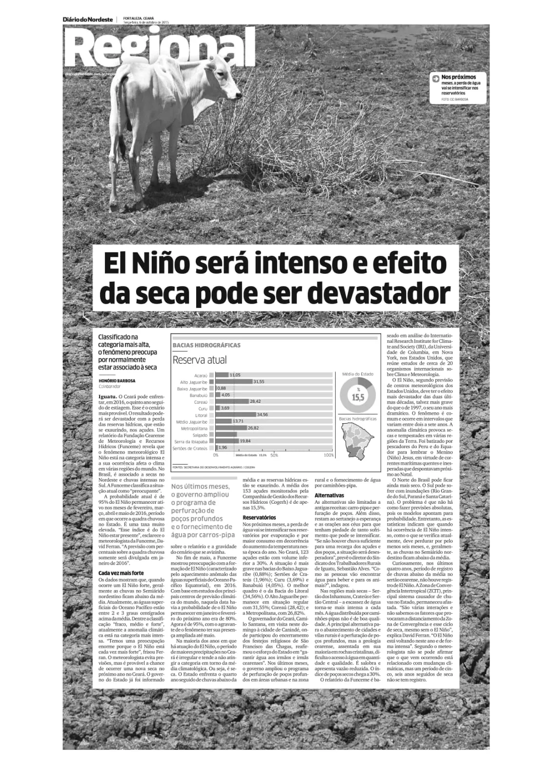Diário do Nordeste noticiou em suas edições impressas os impactos da seca multianual do Ceará