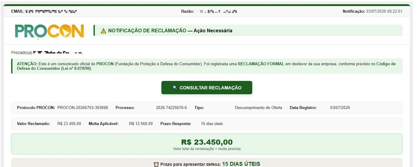 Imagem da notícia Golpe usa nome e identidade visual do Procon Ceará para cobrar supostas multas