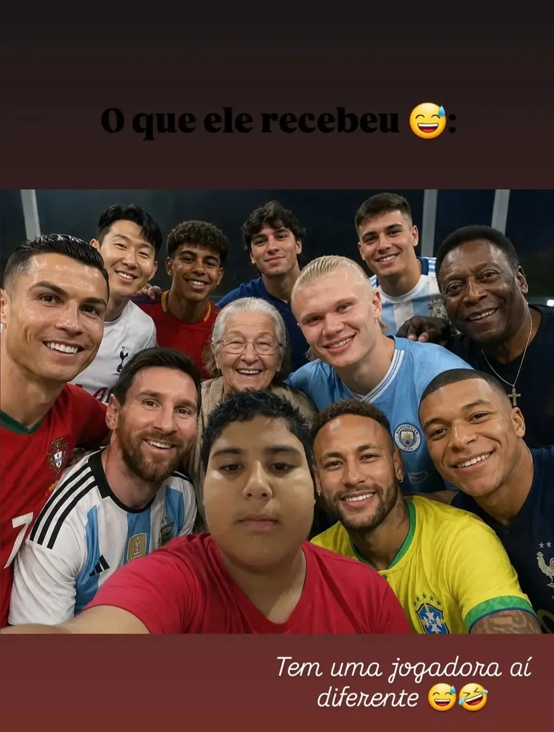 Imagem da notícia Menino pede foto com craques da Copa do Mundo, mas inteligência artificial cria erro inusitado