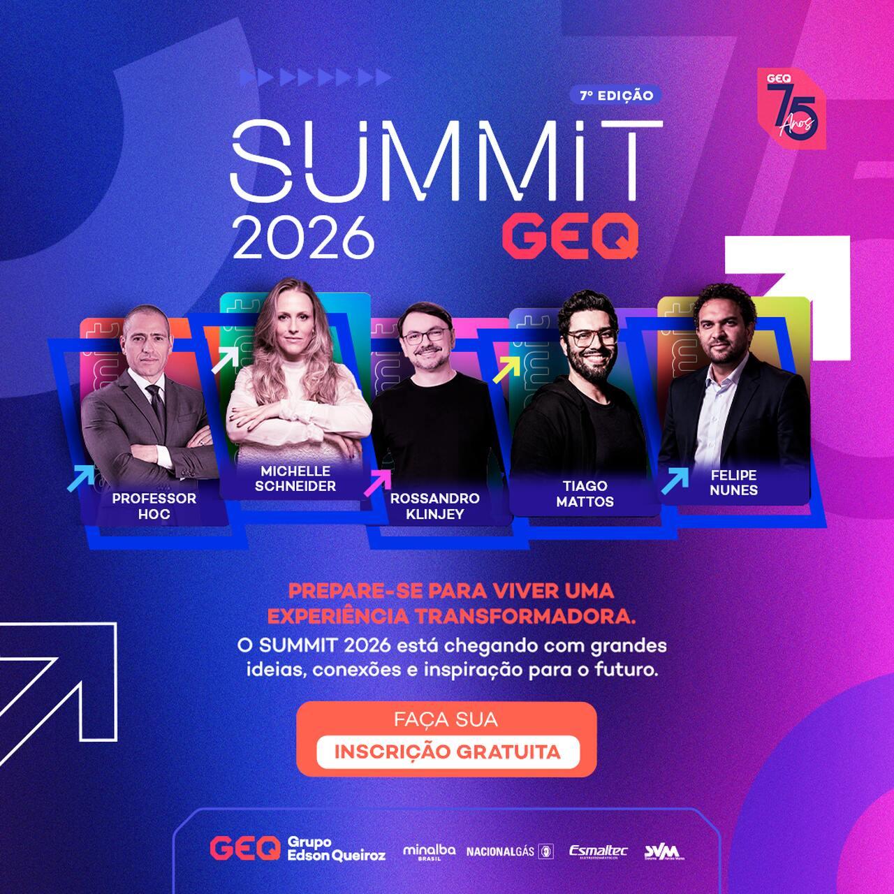Imagem da notícia Summit GEQ: Grupo Edson Queiroz traz palestras gratuitas sobre IA, geopolítica e futuro do trabalho