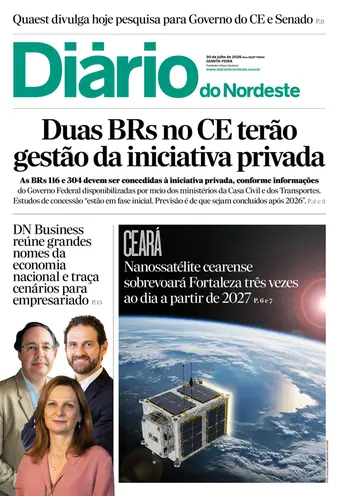 Capa da Edição do dia do jornal Diário do Nordeste