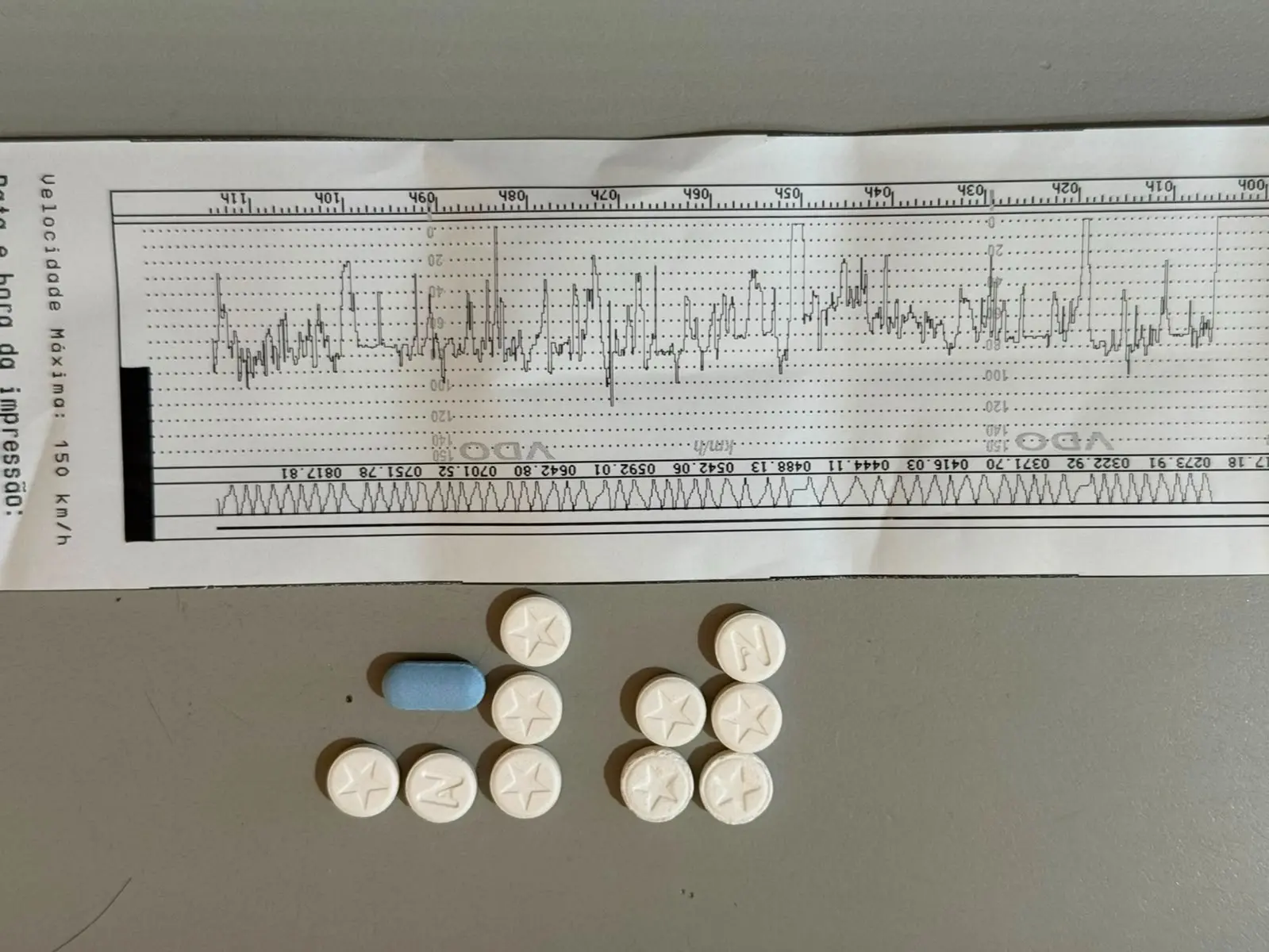 Imagem da notícia Caminhoneiro é flagrado dirigindo por mais de 11h sem parar e PRF apreende comprimido 'rebite'