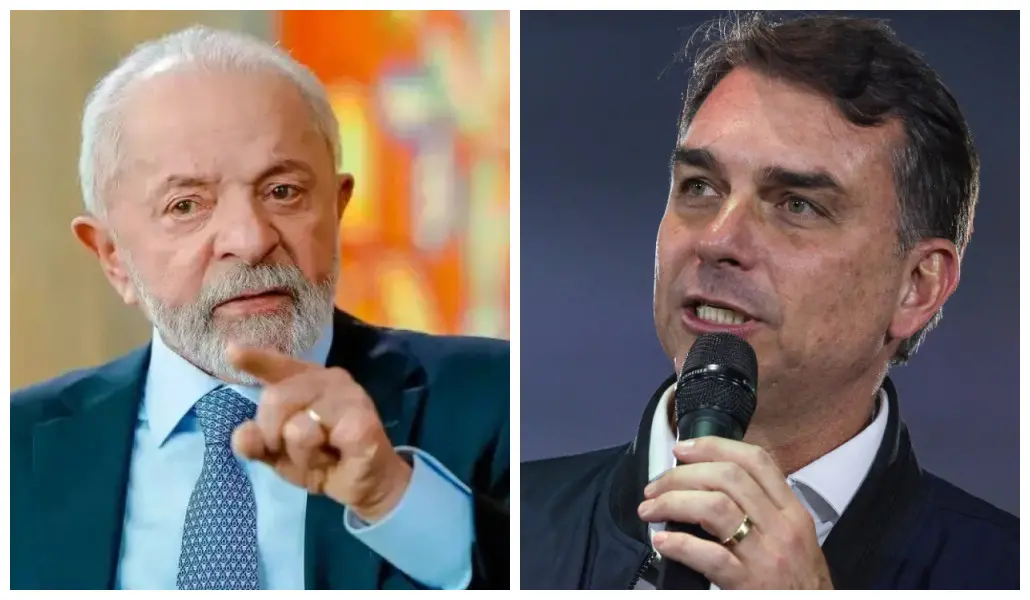 Lula e Flávio Bolsonaro.