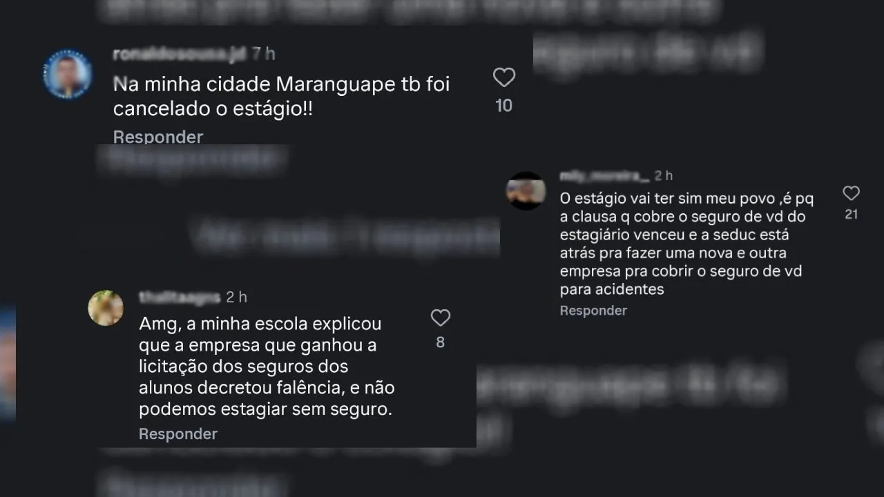 Alunos falaram sobre problema de aulas em rede social.