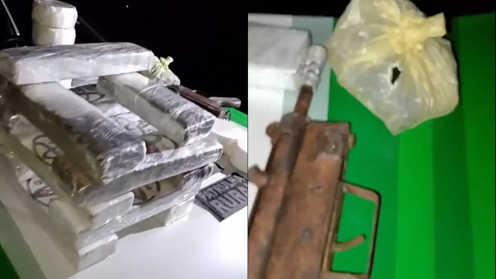 Imagem da notícia Mulher é presa com 21 kg de drogas, arma artesanal e munições em carro por aplicativo