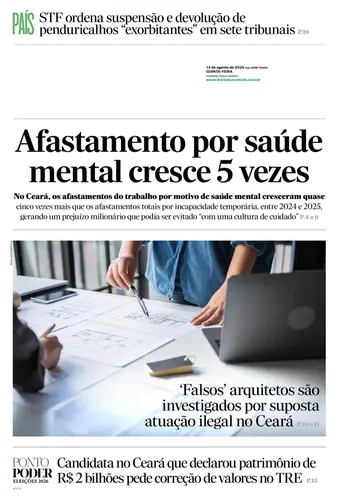 Capa da Edição do dia do jornal Diário do Nordeste