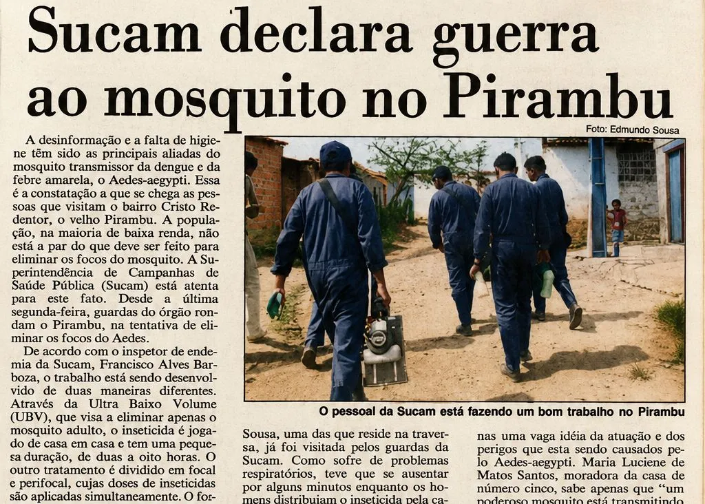 Matéria de ação da Sucam no bairro Pirambu, em Fortaleza, veiculada em 26 de setembro de 1986.