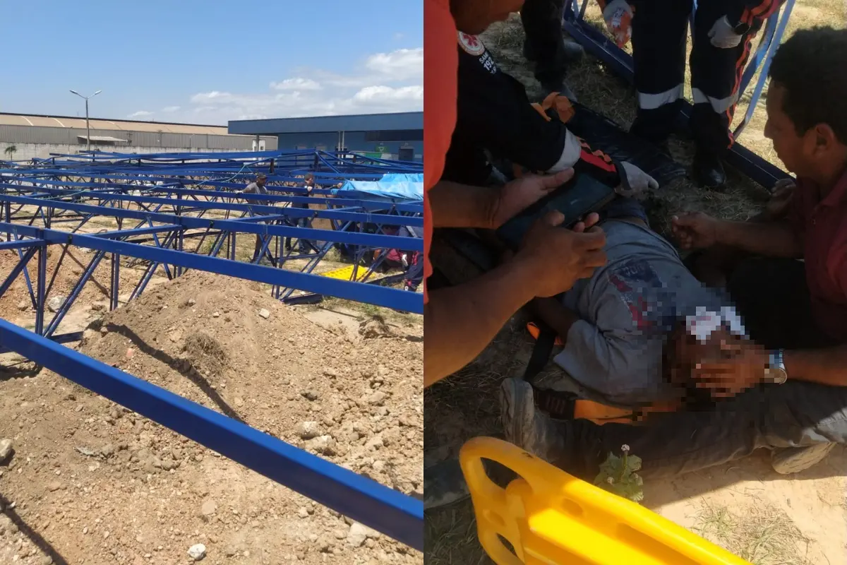 Imagem da notícia Estrutura metálica de galpão desaba e dois homens ficam feridos em Maracanaú