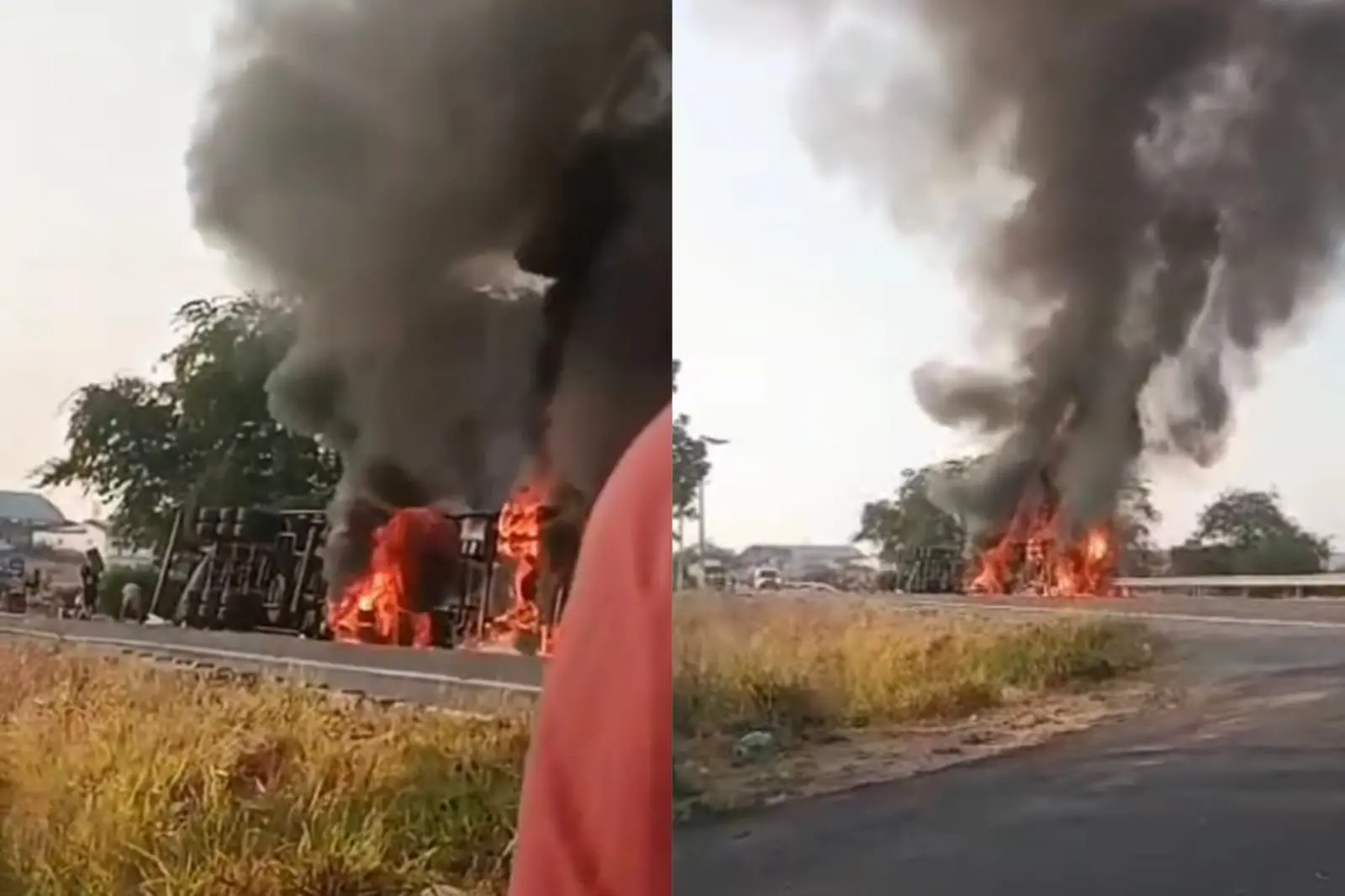 Imagem da notícia Caminhão tomba e pega fogo em Irauçuba; motorista morre no local