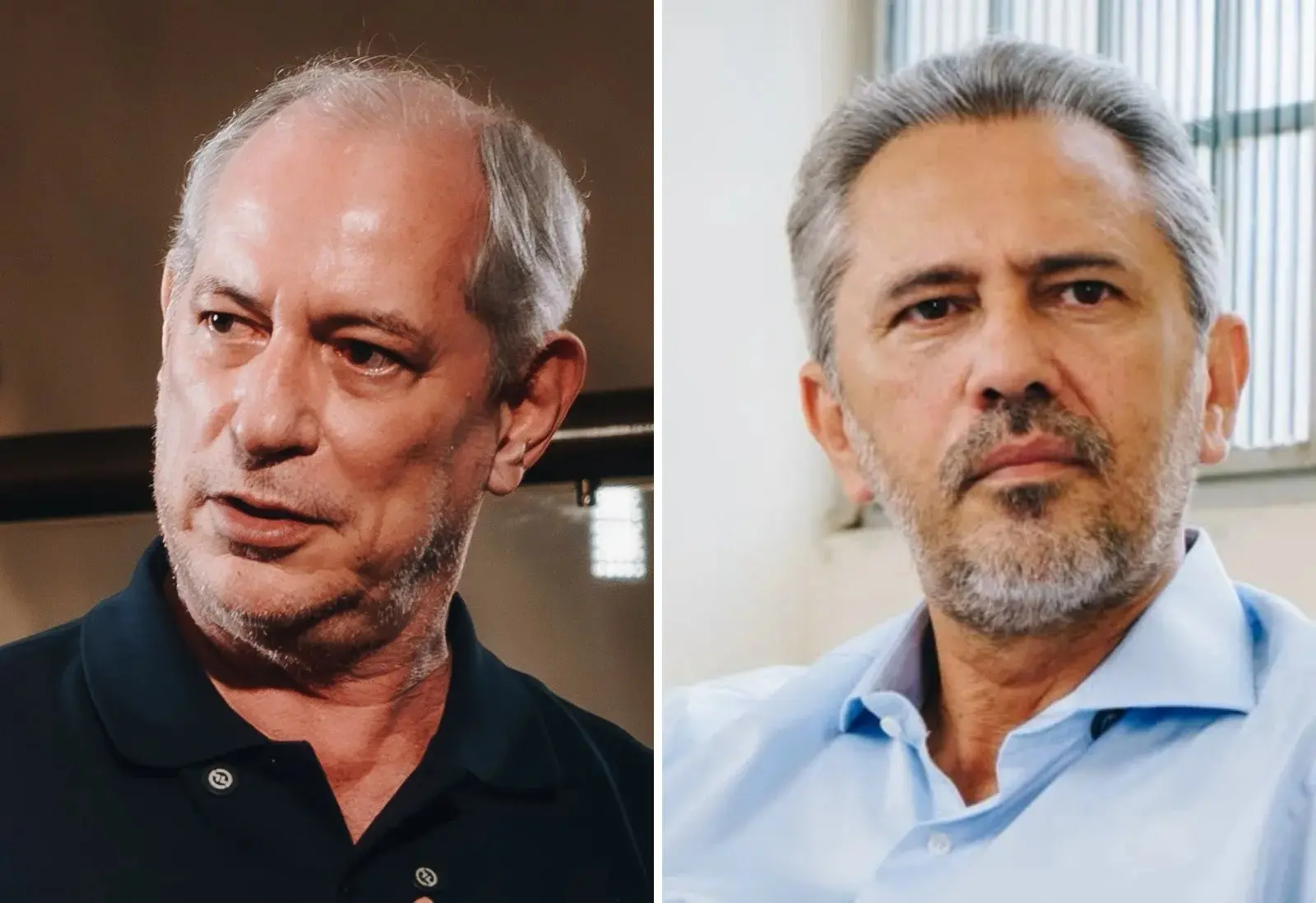 Colagem de fotos de Ciro e Elmano lado a lado.