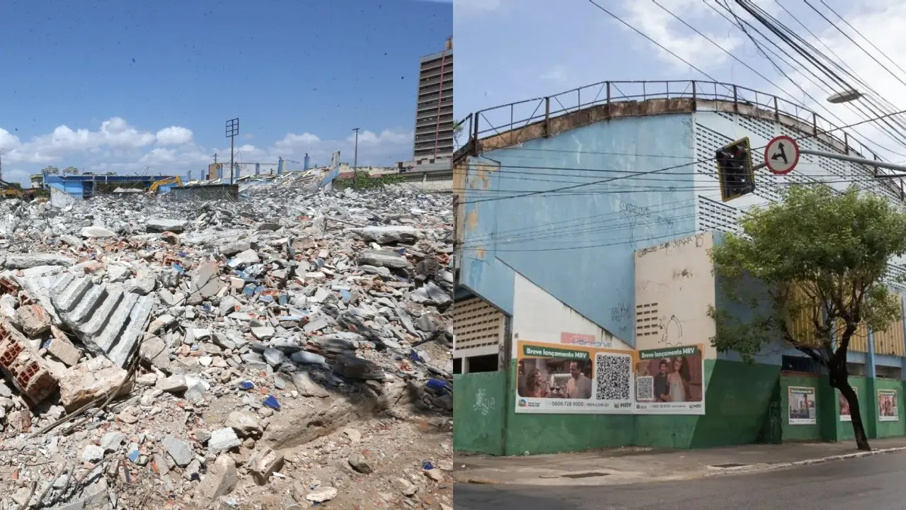 Imagem da notícia Ginásio do Colégio Marista é demolido para dar lugar a prédios residenciais no Centro de Fortaleza