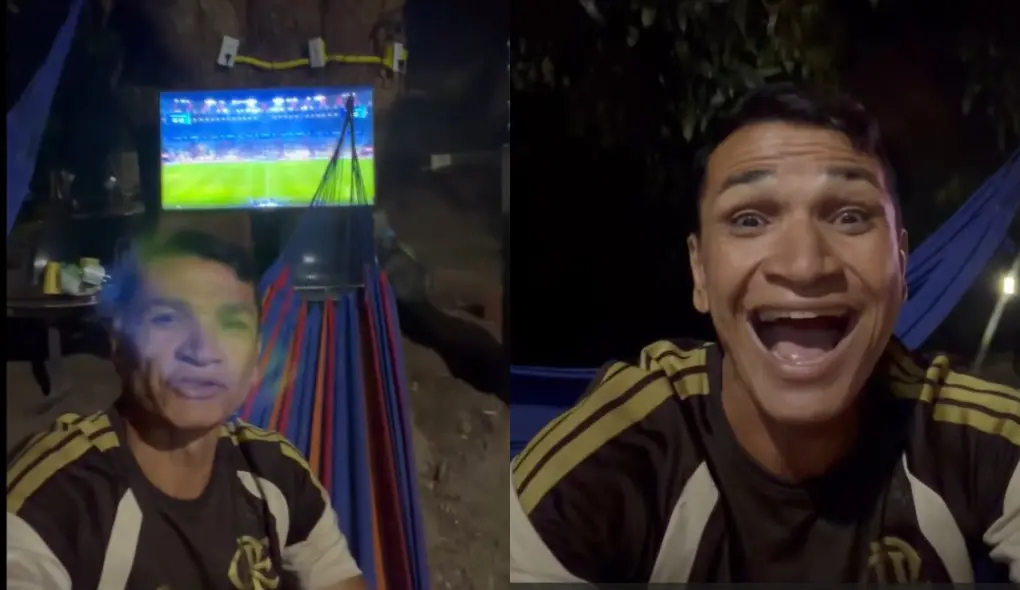 Imagem da notícia Ronaldo Angelim celebra vitória do Flamengo deitado em rede e exalta Bruno Henrique; vídeo