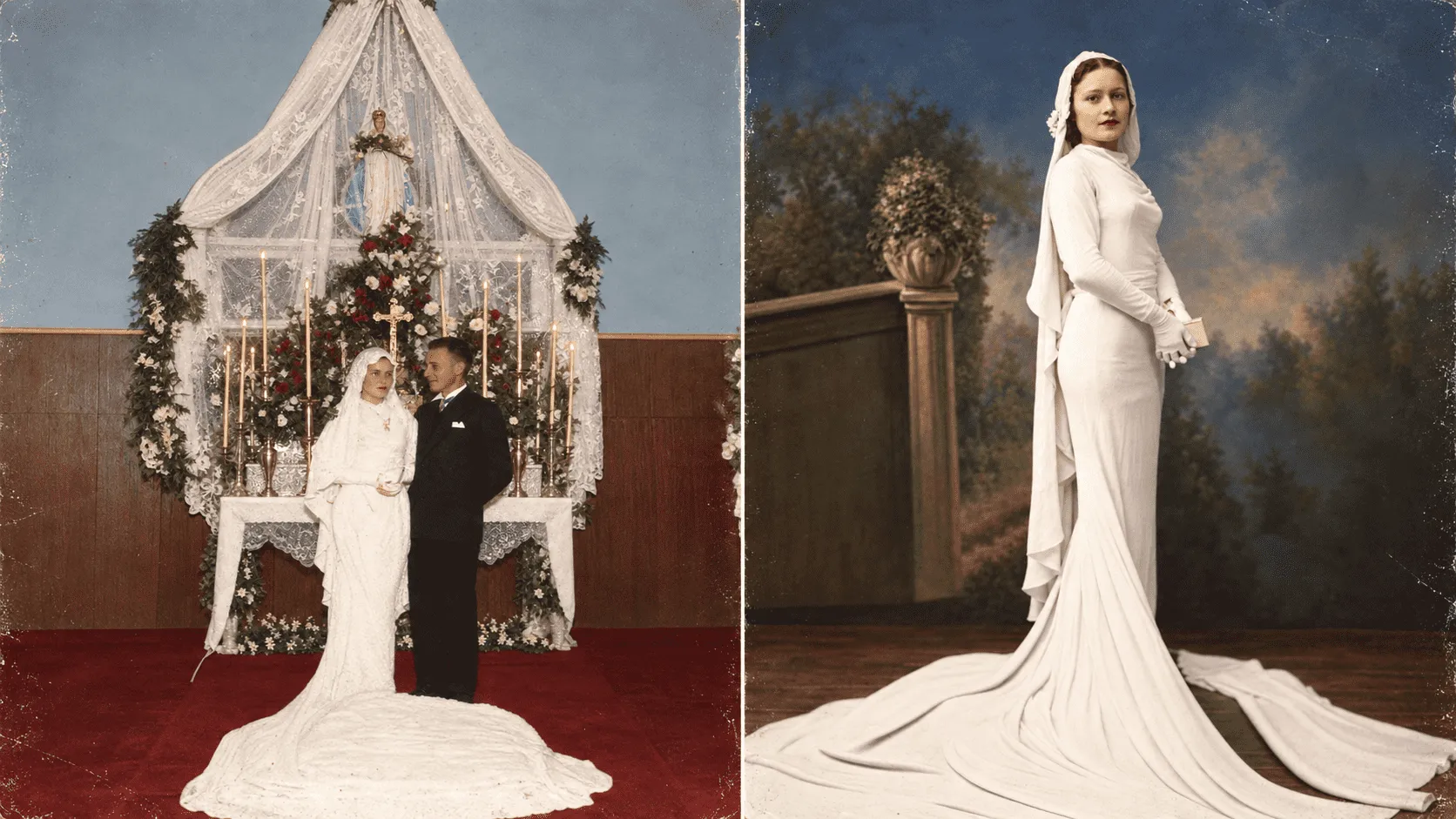 Imagens do casamento de Ieda registrada dentro do casarão da Avenida Imperador 1.313. (Imagem melhorada com uso de IA)