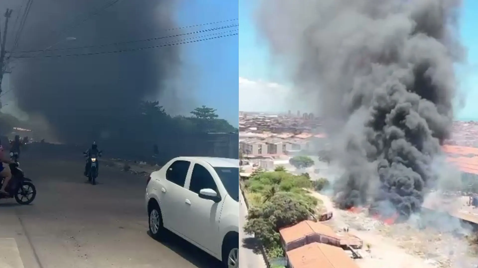 Imagem da notícia Incêndio atinge terreno baldio próximo à sucatas e lojas de autopeças em Fortaleza
