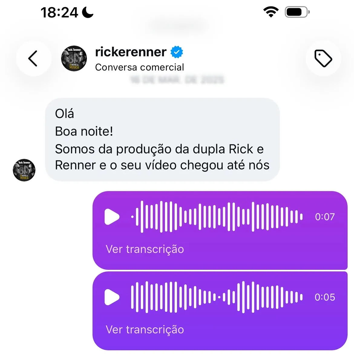 A vidente compartilhou prints da conversa nas redes sociais.