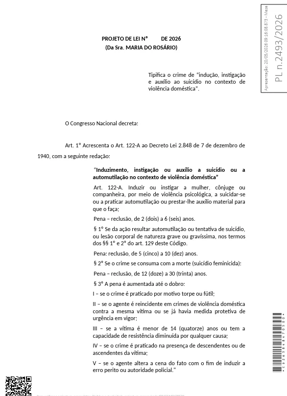 Projeto de Lei foi apresentado neste ano de 2026.