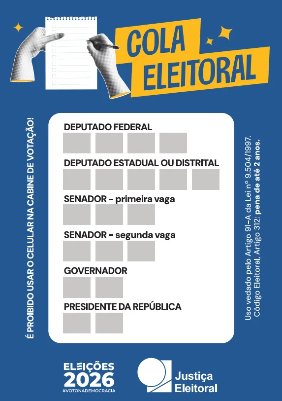 Os eleitores precisarão escolher seis candidatos na urna eletrônica.