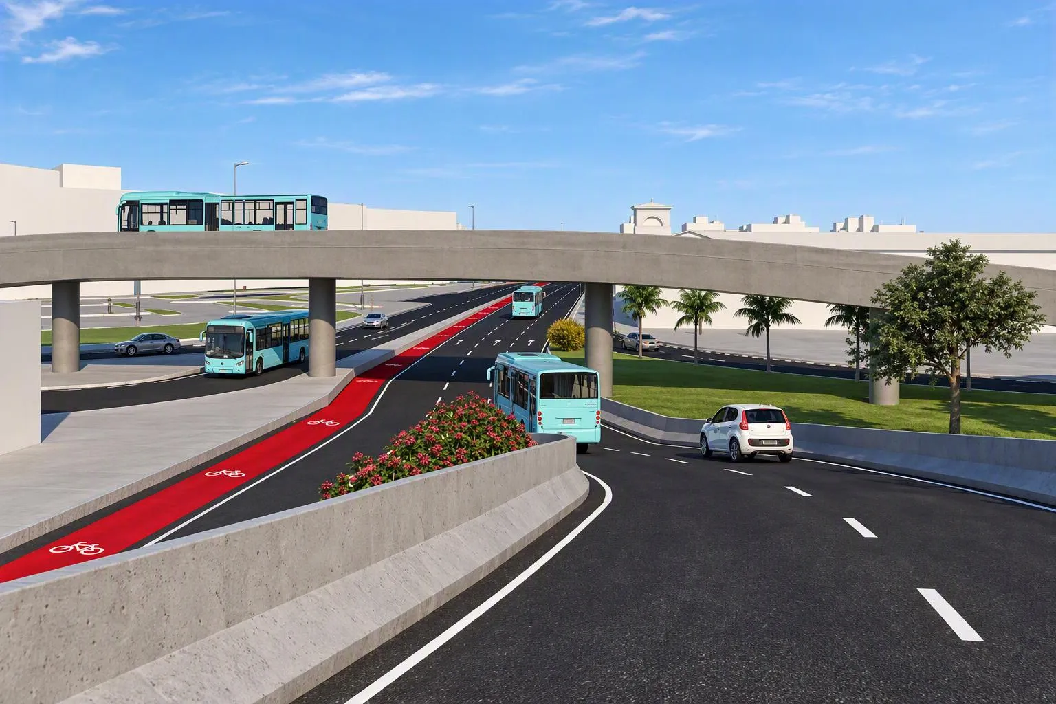 Imagem do semitúnel (rebaixamento de via) previsto para Rua Germano Franck. Detalhe importante, o projeto prevê a instalação de ciclovia.