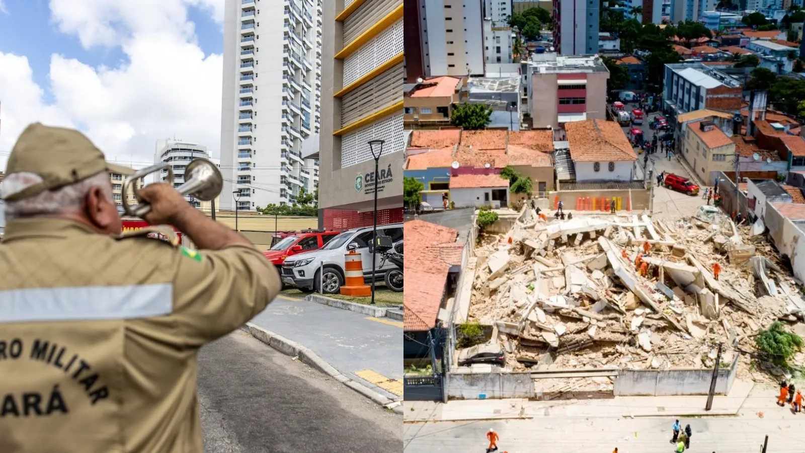 Bombeiros prestam homenagem às vítimas de desabamento do Edifício Andrea.
