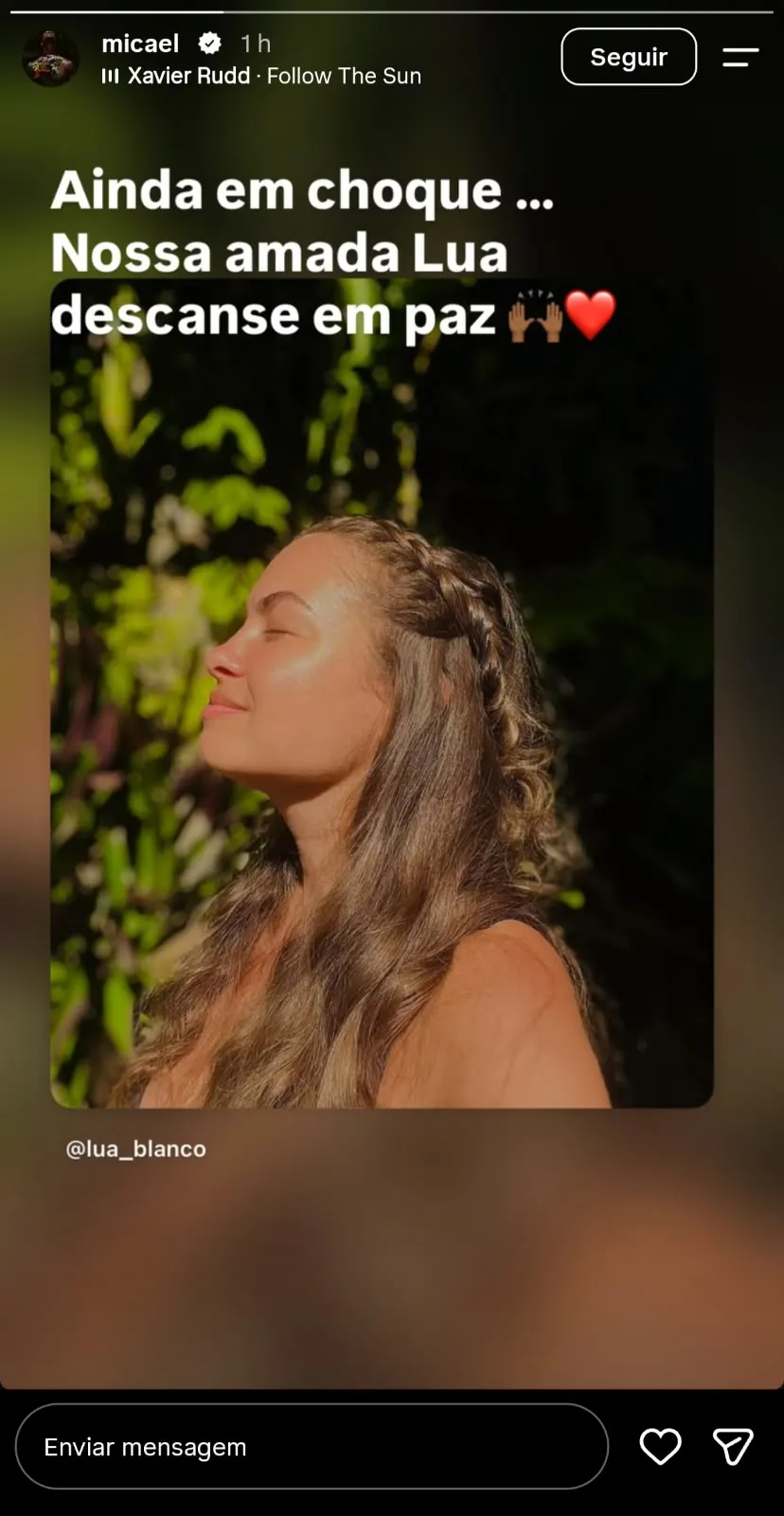 Micael Borges de manifestou em seus stories do Instagram.