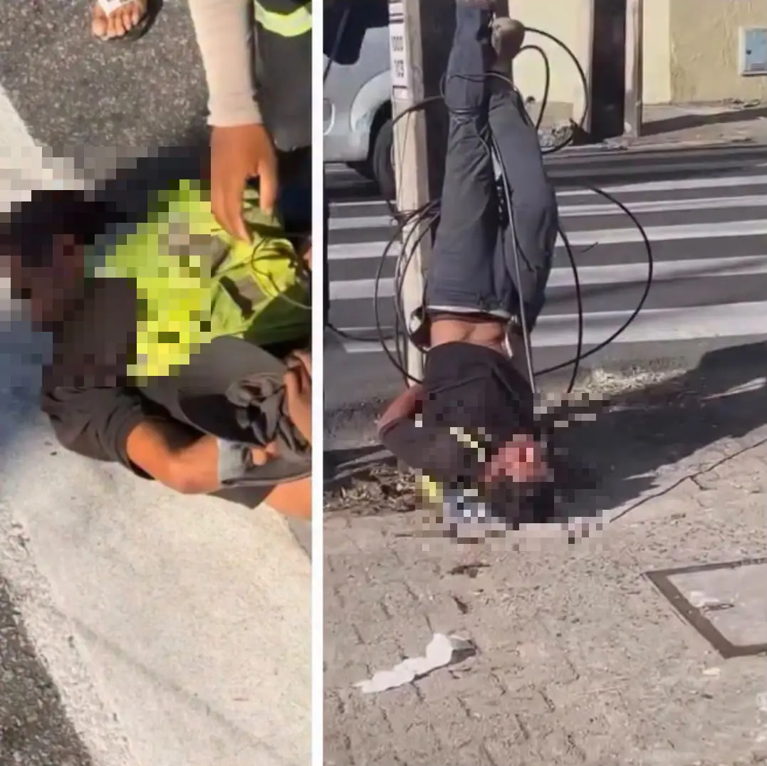 Imagem da notícia Homem é amarrado de cabeça para baixo em poste após tentativa de roubo em Fortaleza