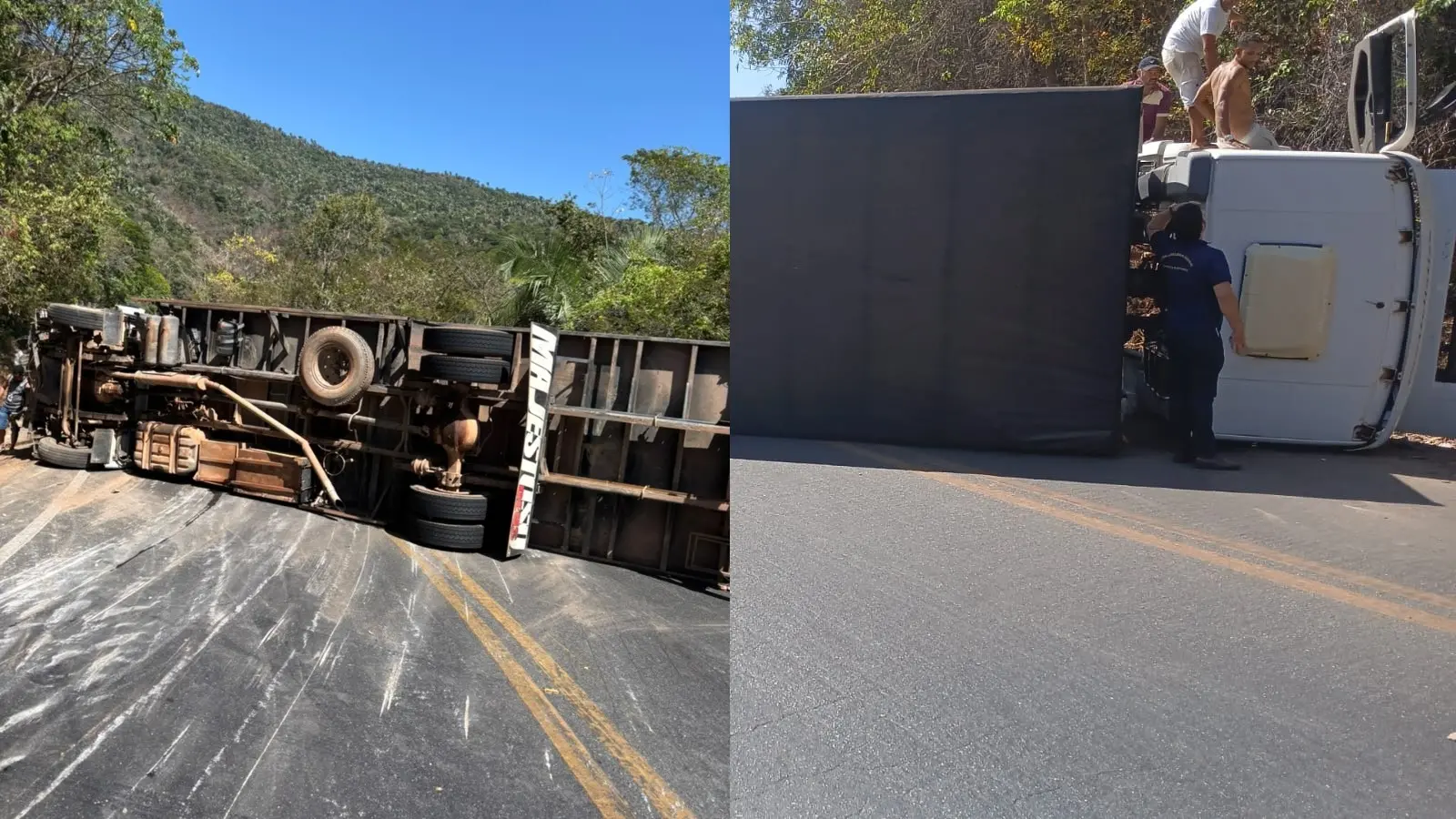 Imagem da notícia Caminhão tomba e interdita totalmente a BR-222 em Tianguá (CE)