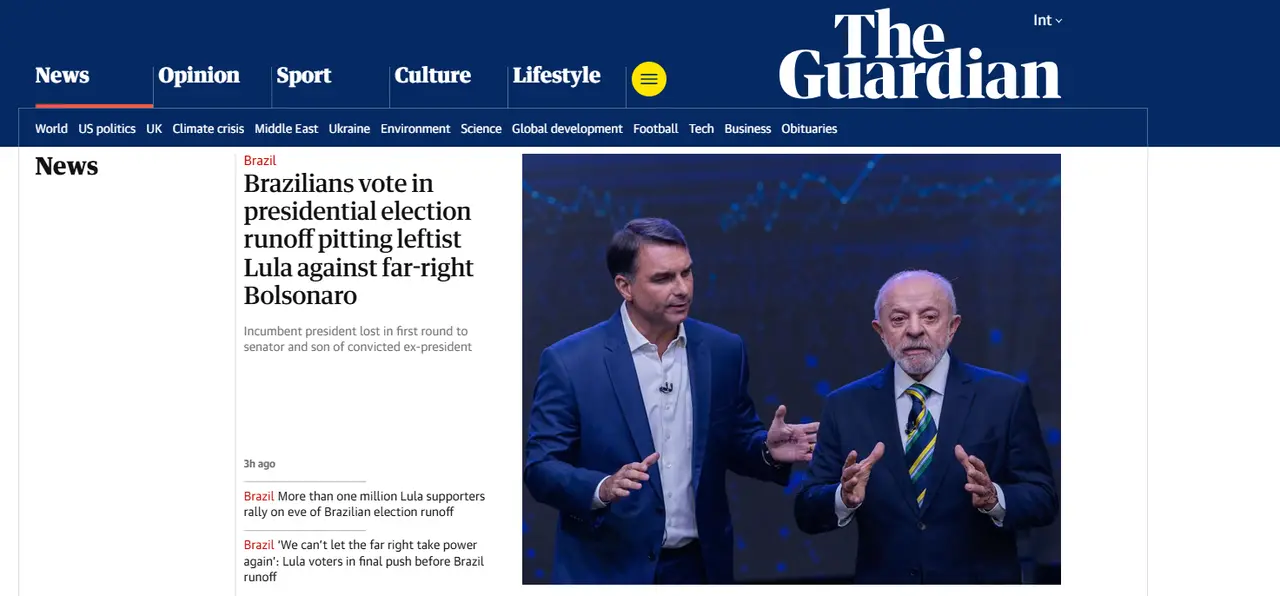 Imagem da notícia Imprensa internacional repercute eleição presidencial do Brasil: “imprevisível”