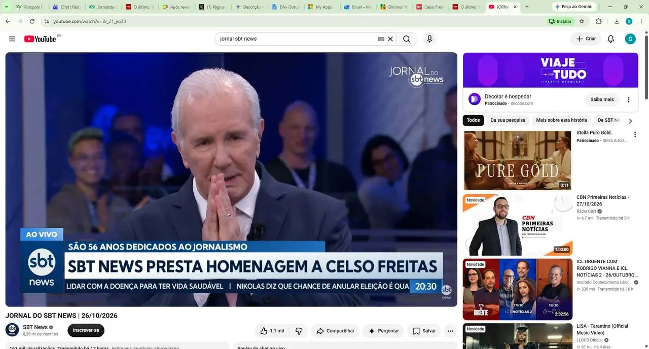 Imagem da notícia Celso Freitas anuncia aposentadoria da TV e se emociona com homenagens
