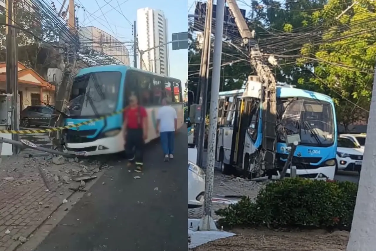 Imagem da notícia Ônibus colide contra poste e deixa 20 passageiros feridos no Cocó, em Fortaleza