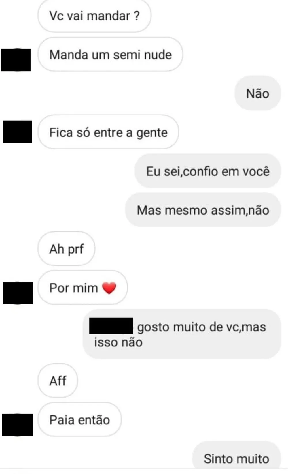 Trecho de uma das conversas expostas nas redes sociais