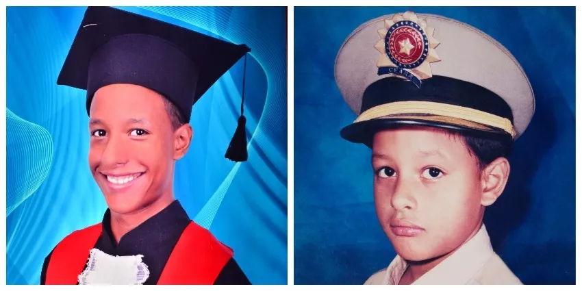 Gabriel e Tomaz em imagem na época do Ensino Fundamental
