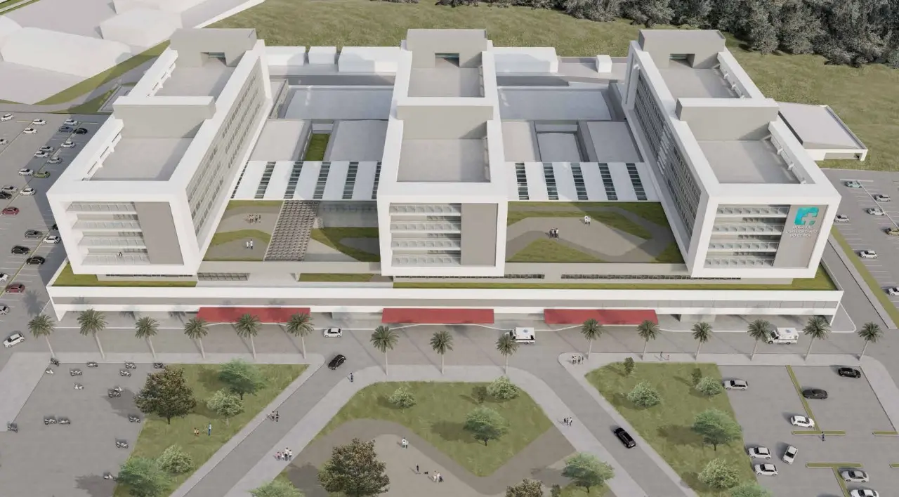 Maquete que mostra os blocos do Hospital Universitário da Uece