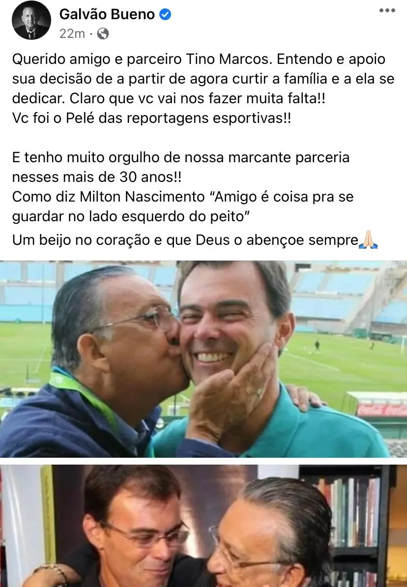Mensagem de Galvão Bueno para Tino Marcos